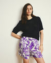 Juniper Linen Easy Pull-On Shorts - Purple Majolica Print | Plus Size & Straight Size Women's Fashion | Universal Standard