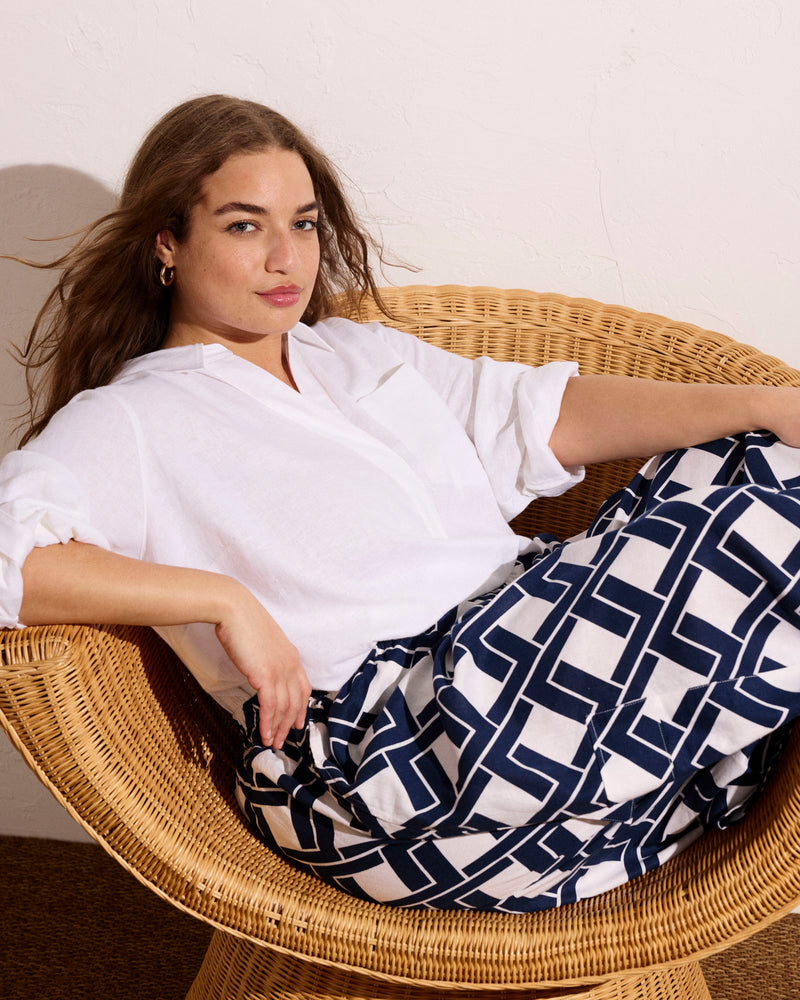 Palazzo Cargo Linen Pant - Geometrica Print | Plus Size & Straight Size Women's Fashion | Universal Standard