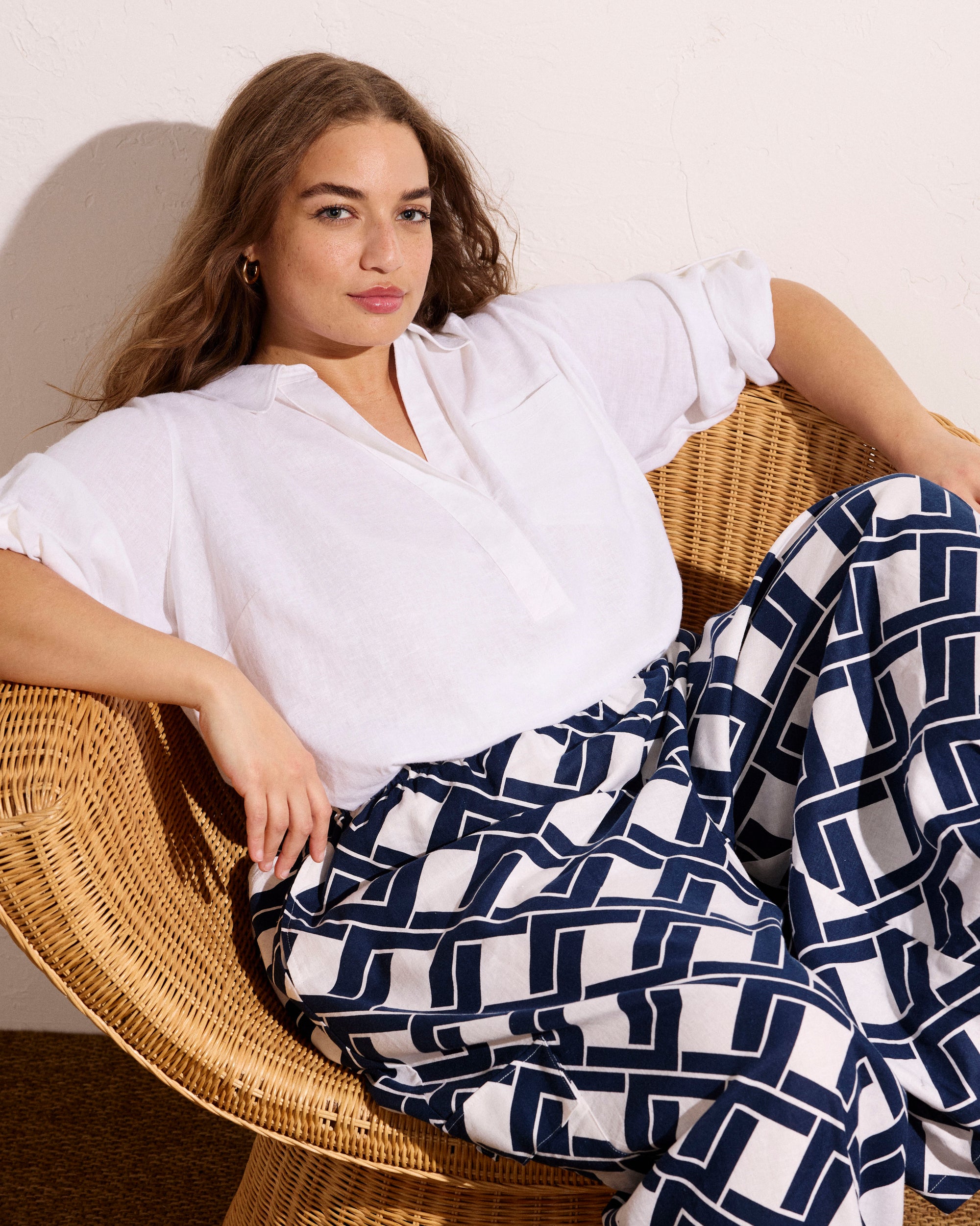 Palazzo Cargo Linen Blend Pant - Geometrica Print | Plus Size & Straight Size Women's Fashion | Universal Standard
