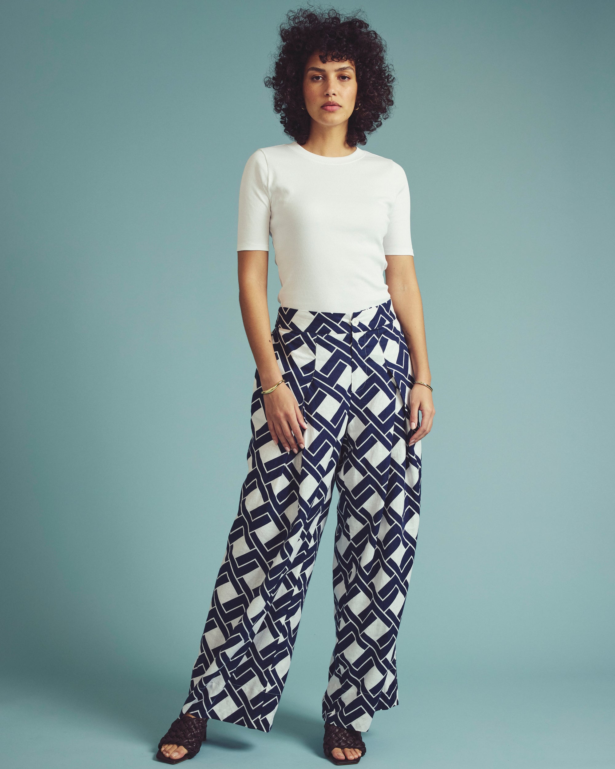 Marley Wide Leg Linen Blend Pants - Geometrica Print | Plus Size & Straight Size Women's Fashion | Universal Standard