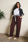 Woman wearing Straight Leg French Terry Sweatpants - Black Cherry from Universal Standard