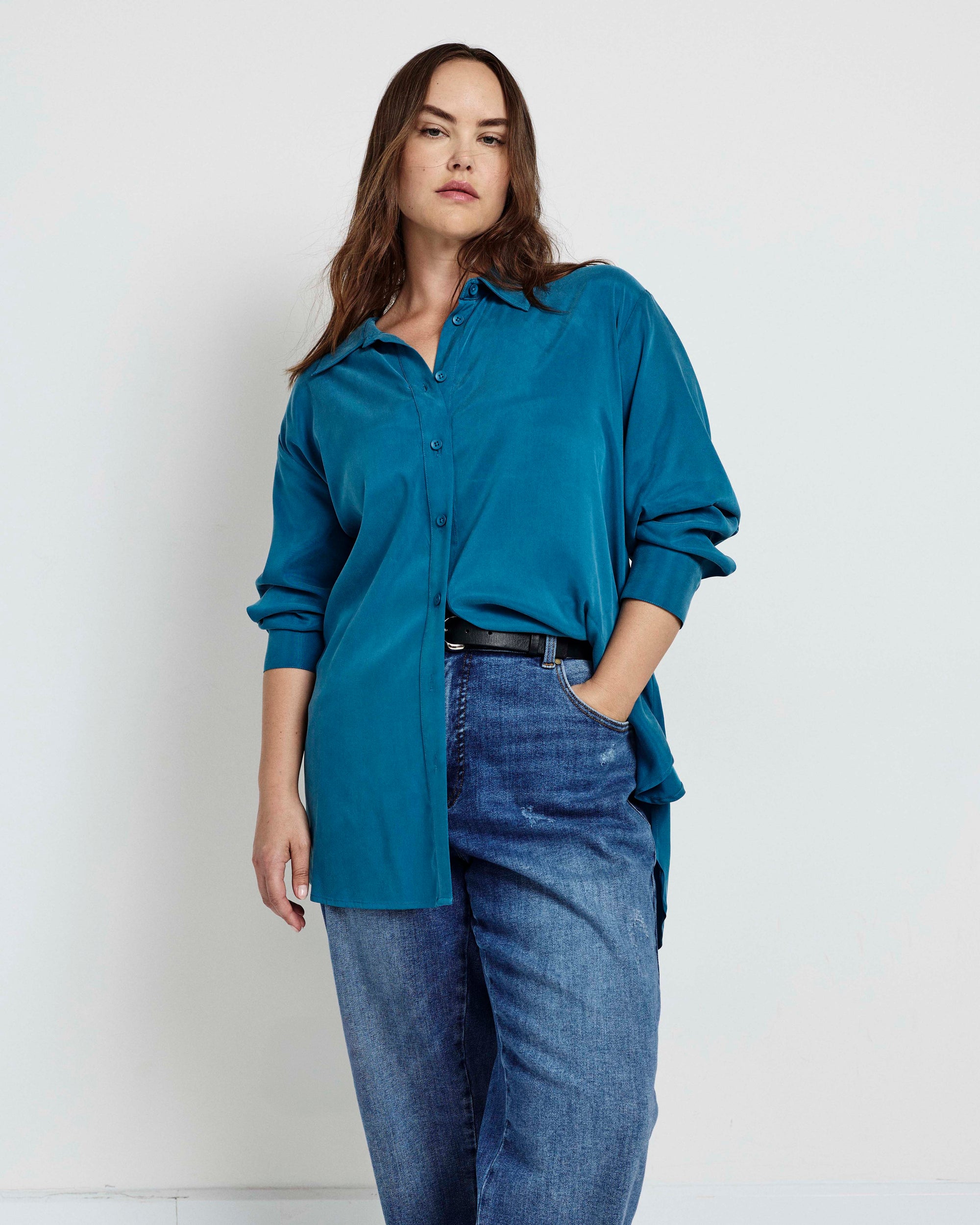 Cooling Stretch Cupro Oversized Artist Shirt