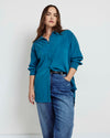 Cooling Stretch Cupro Oversized Artist Shirt - Blue Beetle | Plus Size & Straight Size Women's Fashion | Universal Standard