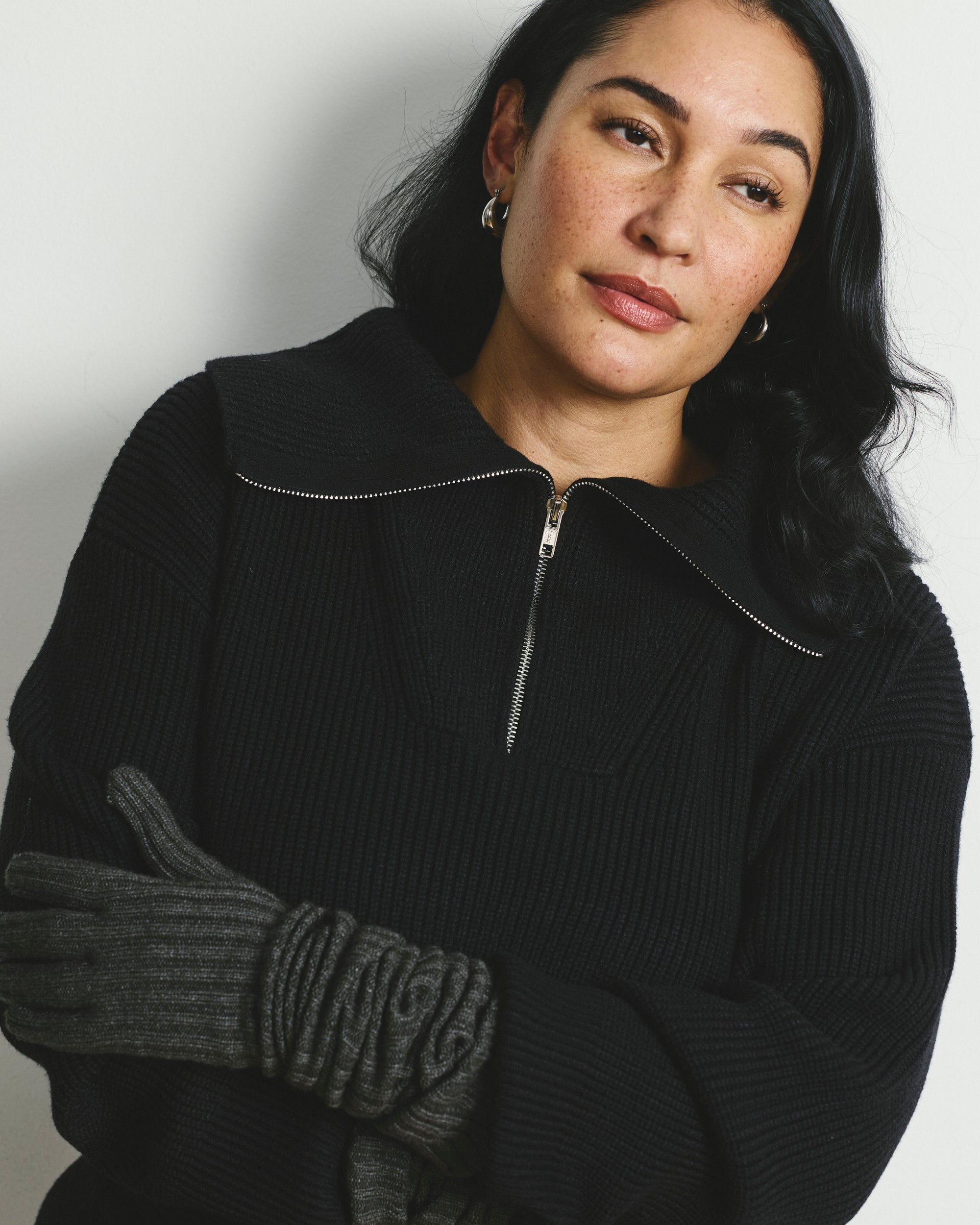 Brenda Zip Sweater - Black