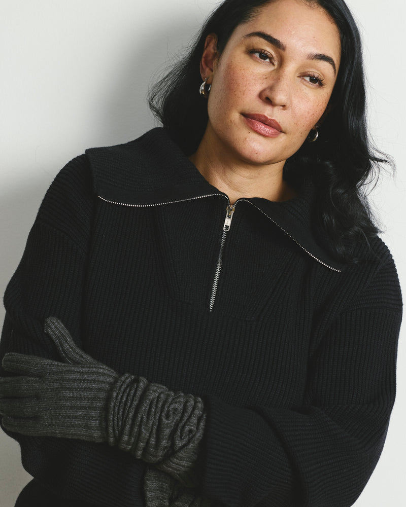 Brenda Zip Sweater - Black
