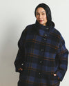 Marlo Cocoon Coat - Indigo Plaid