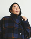 Marlo Cocoon Coat - Indigo Plaid