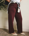 Woman wearing Straight Leg French Terry Sweatpants - Black Cherry from Universal Standard