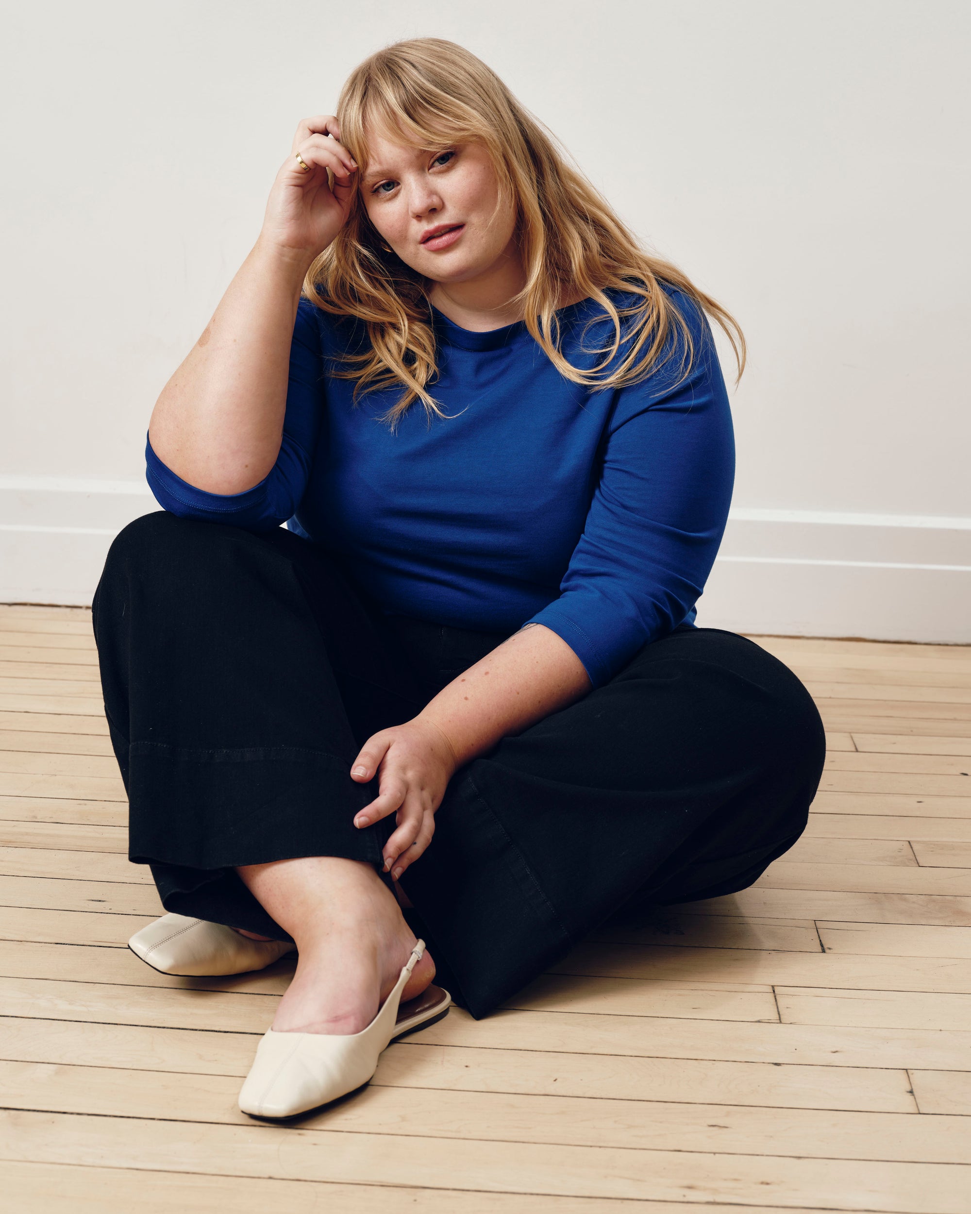 Belle Breton Stripe Jersey Tee - Solid Ultramarine | Plus Size & Straight Size Women's Fashion | Universal Standard