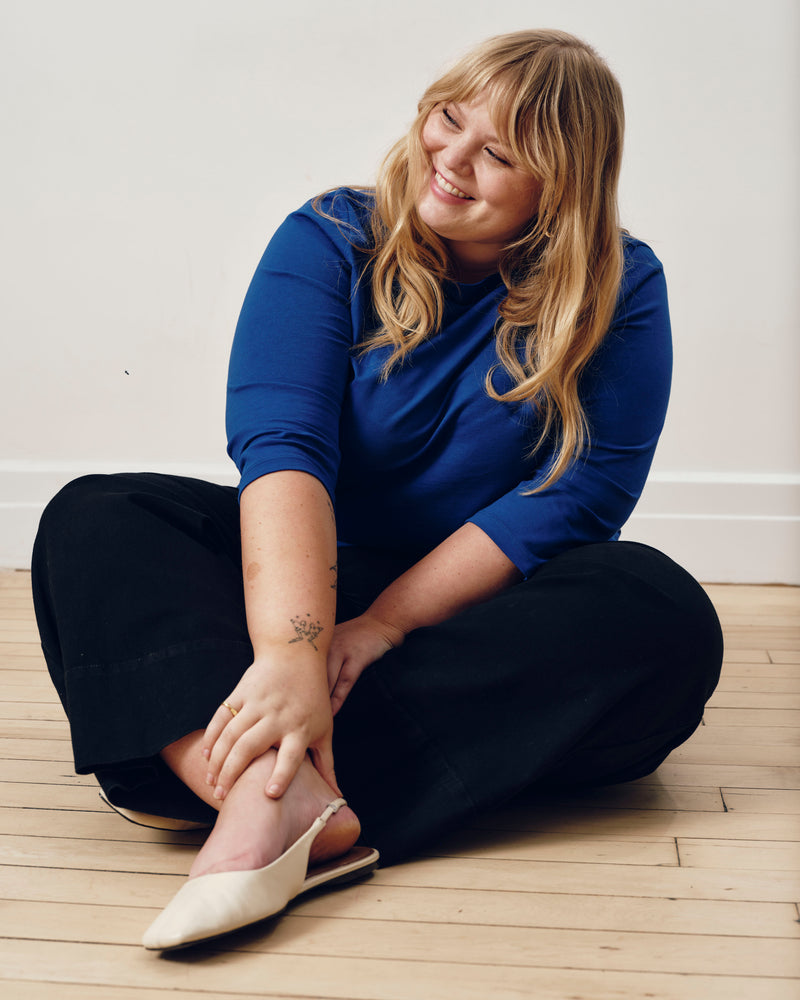 Belle Breton Stripe Jersey Tee - Solid Ultramarine | Plus Size & Straight Size Women's Fashion | Universal Standard