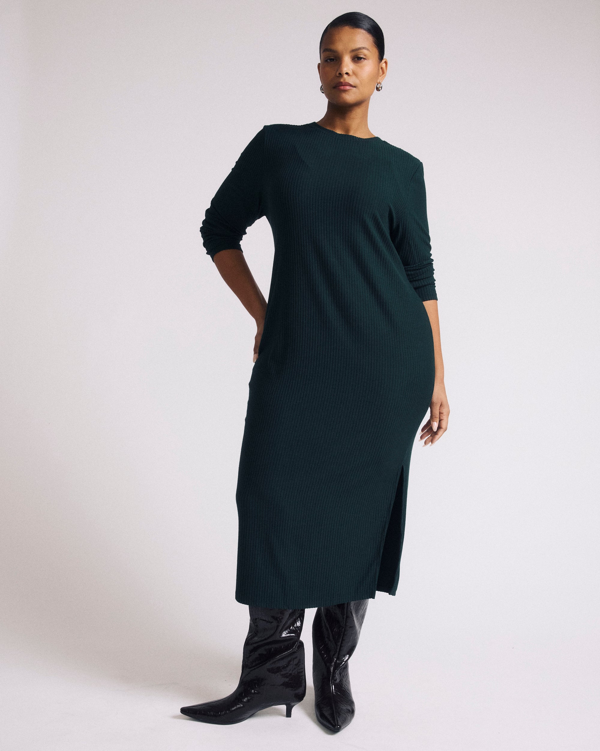 Xenia Ribbed Dress - Forest Green | Plus Size & Straight Size Women's Fashion | Universal Standard