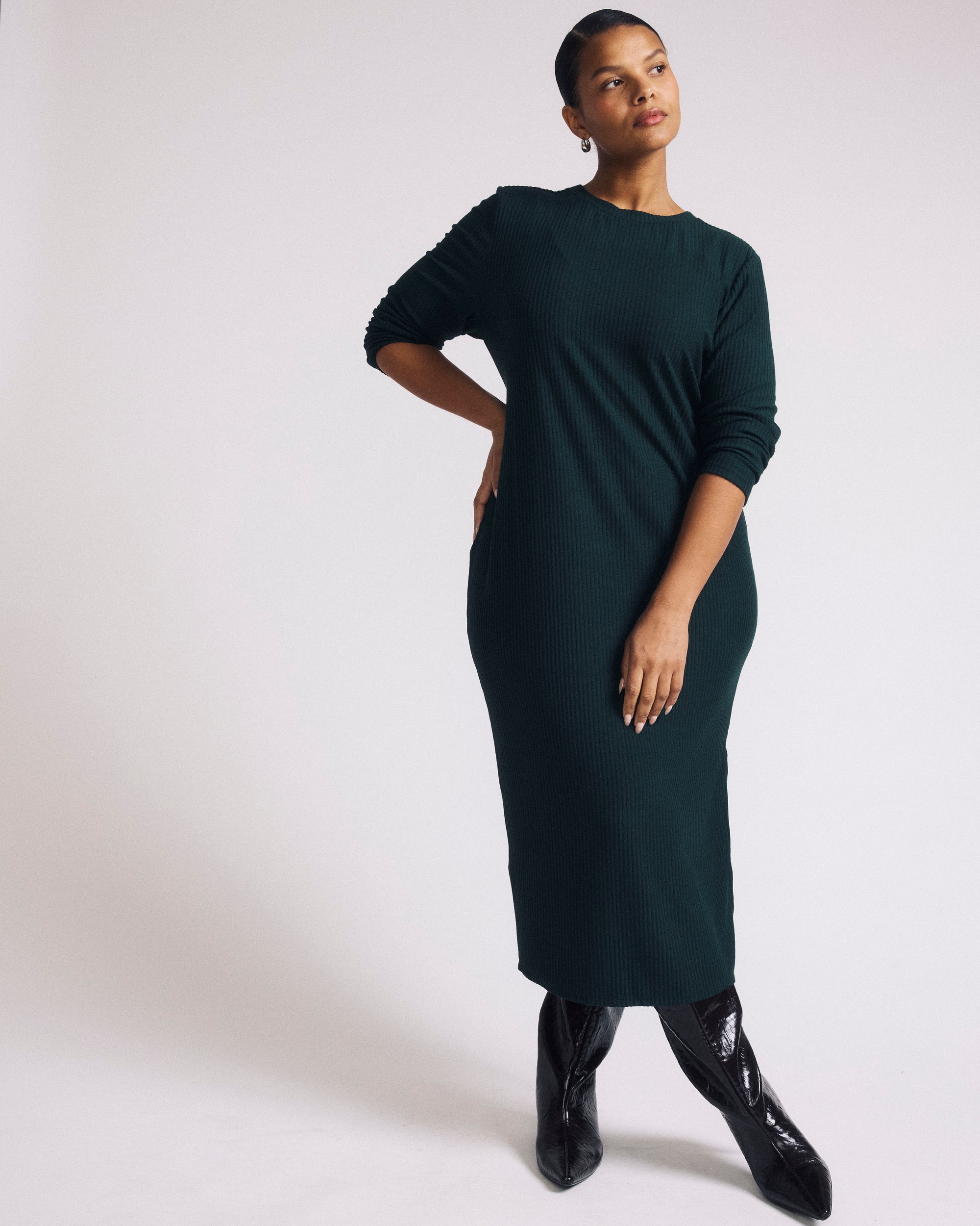 Xenia Ribbed Dress - Forest Green | Plus Size & Straight Size Women's Fashion | Universal Standard