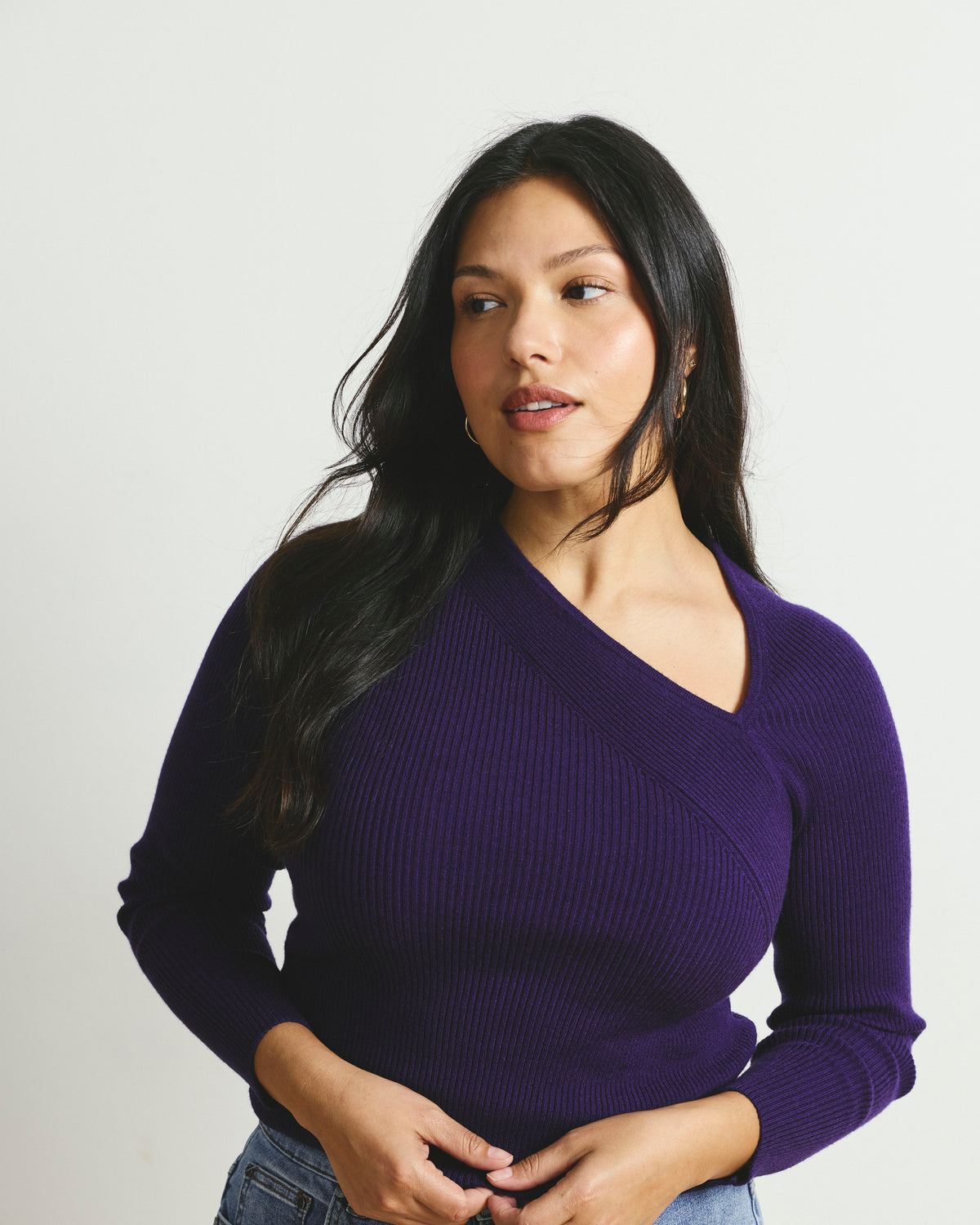 Savvy Fine Rib Asymmetric Sweater - Supernova