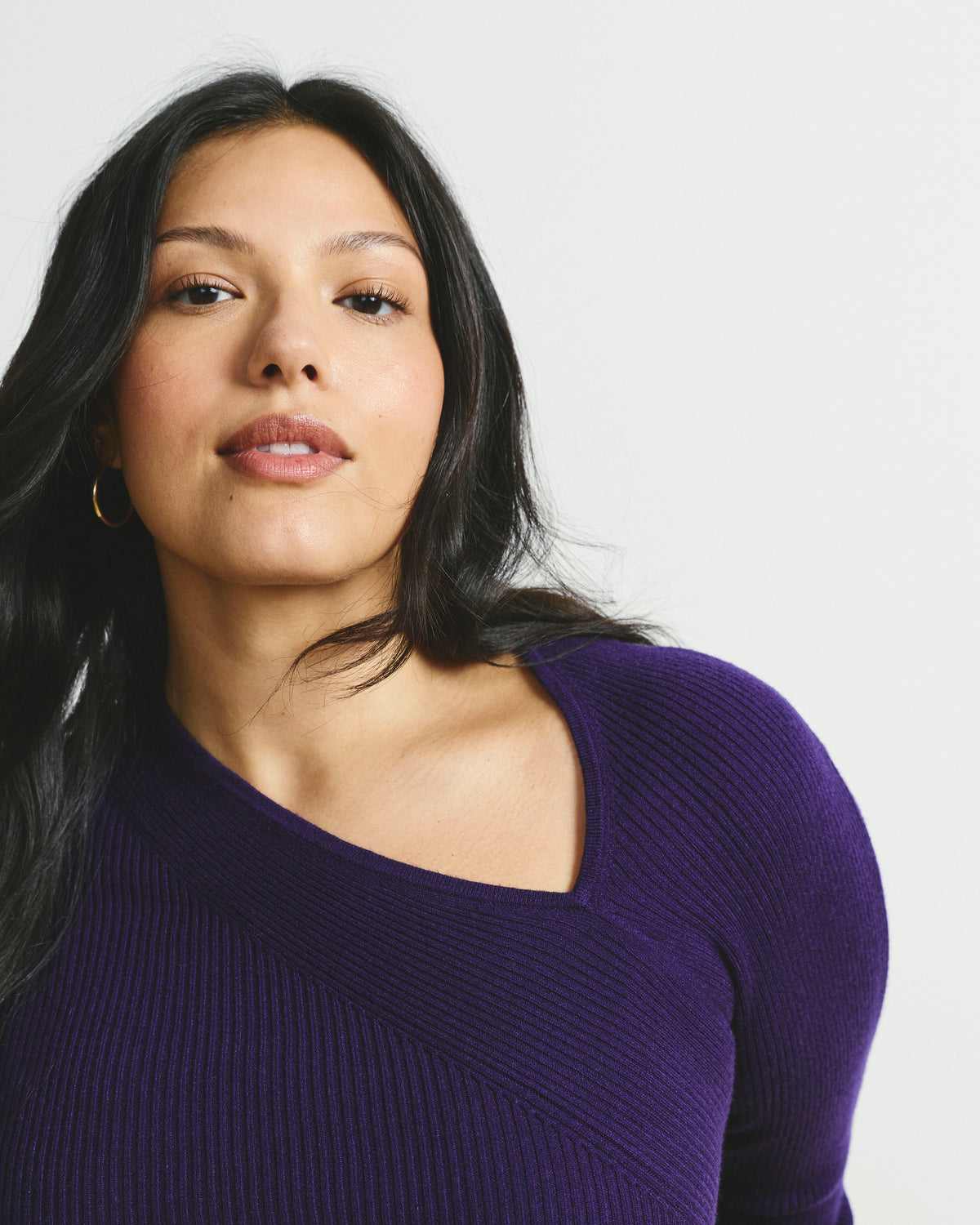 Savvy Fine Rib Asymmetric Sweater - Supernova