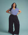 Ashley V Neck Cap Sleeve Tee - Hammersmith Blue/White Stripe | Plus Size & Straight Size Women's Fashion | Universal Standard