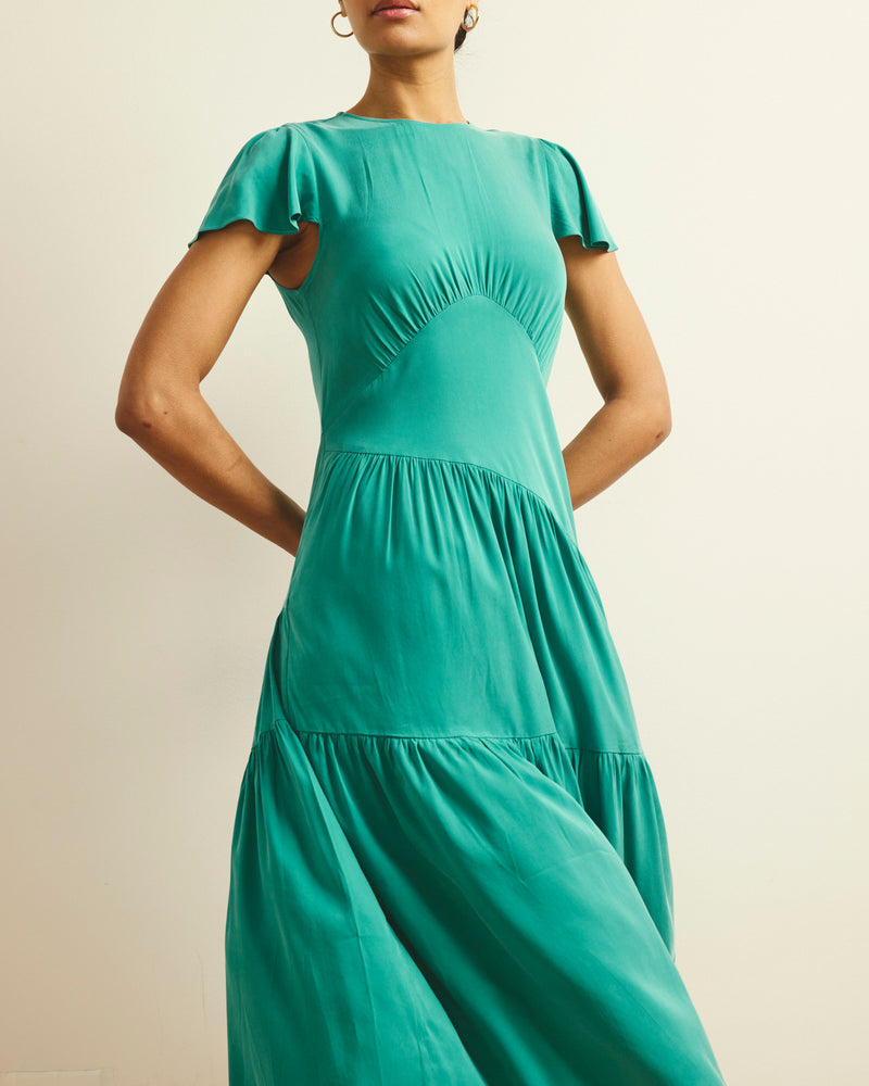 Mariella Stretch Cupro Dress - Green Tourmaline