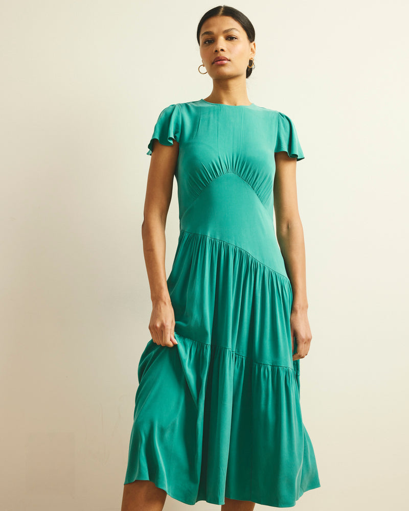 Mariella Stretch Cupro Dress - Green Tourmaline