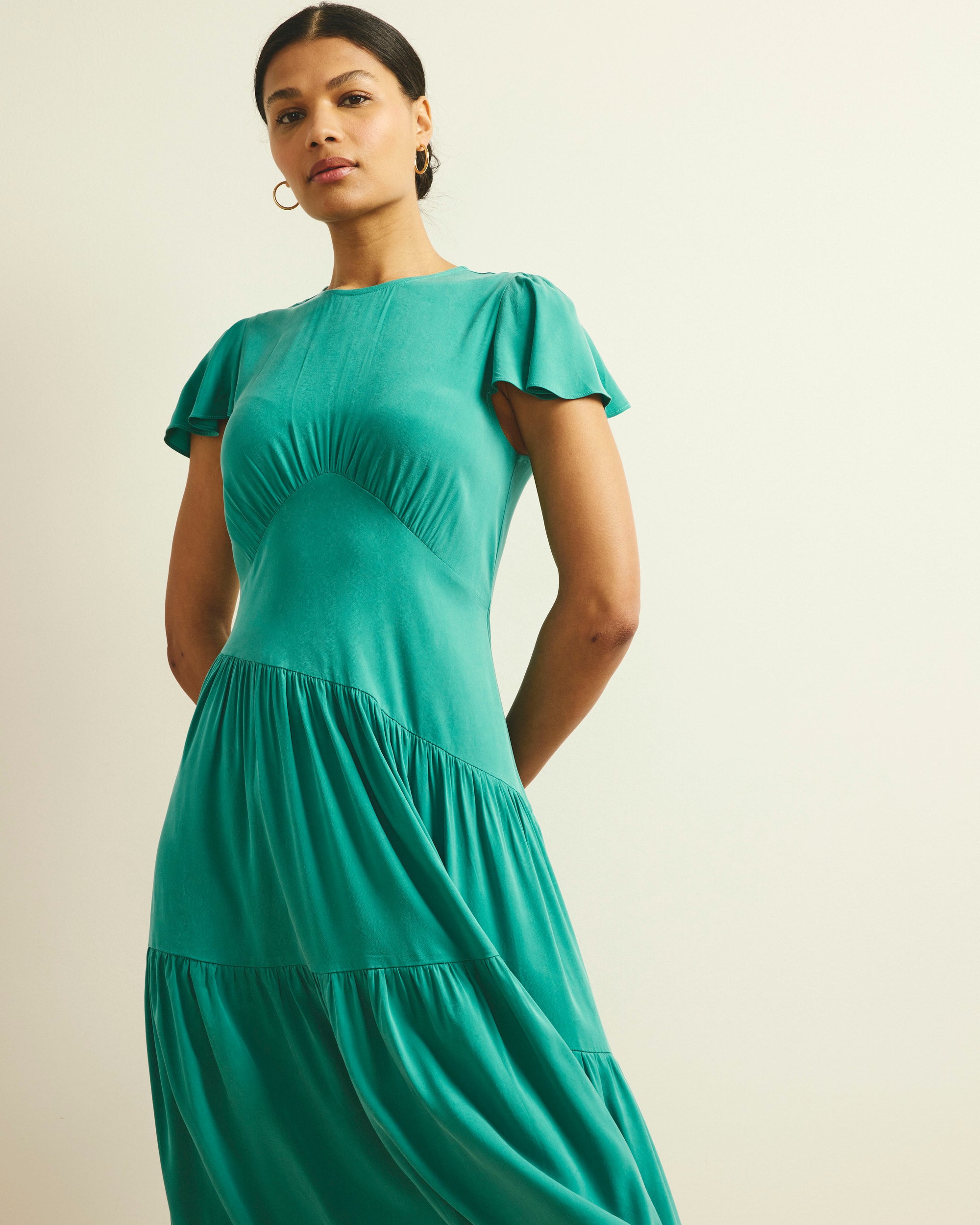 green emerald velvet dress Water Lilies Sasha Dress