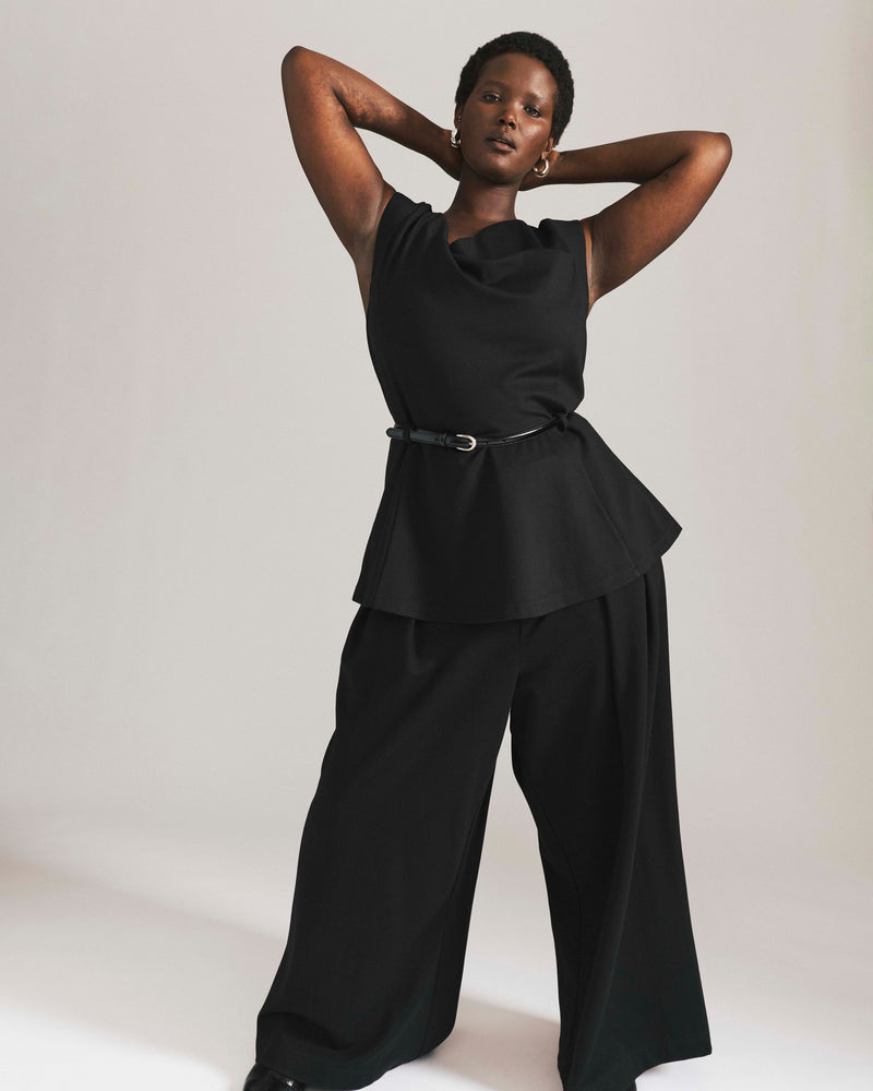 Lando Belted Ponte Top - Black | Plus Size & Straight Size Women's Fashion | Universal Standard