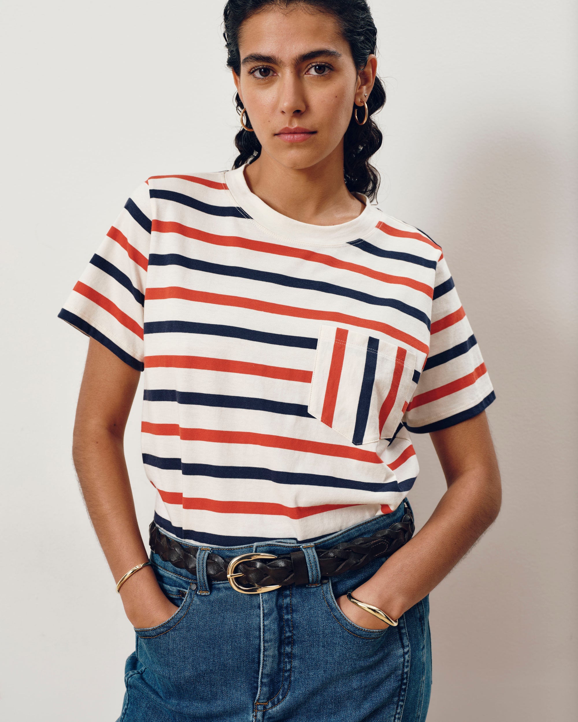 Breton Stripe Garcon Tee - Red/White/Blue Stripe | Plus Size & Straight Size Women's Fashion | Universal Standard