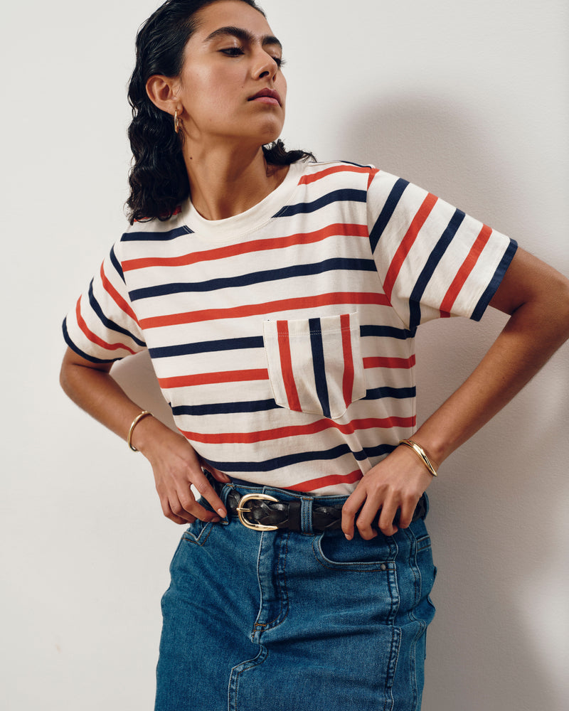Breton Stripe Garcon Tee - Red/White/Blue Stripe | Plus Size & Straight Size Women's Fashion | Universal Standard