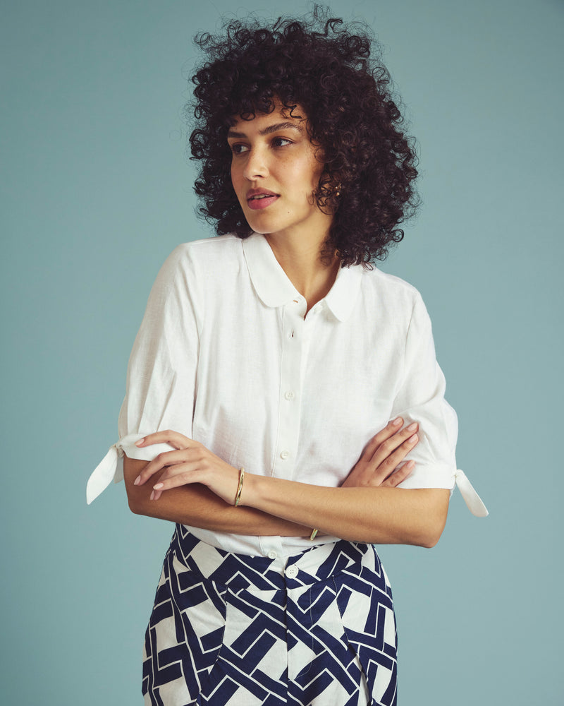 Luisa Short Sleeve Linen Shirt - White | Plus Size & Straight Size Women's Fashion | Universal Standard