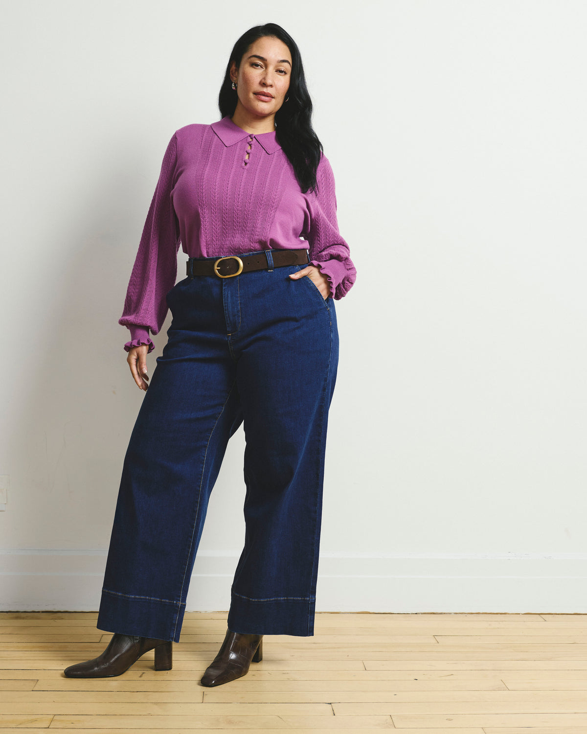 Savvy Fine Knit Lady Polo - Purple Vision