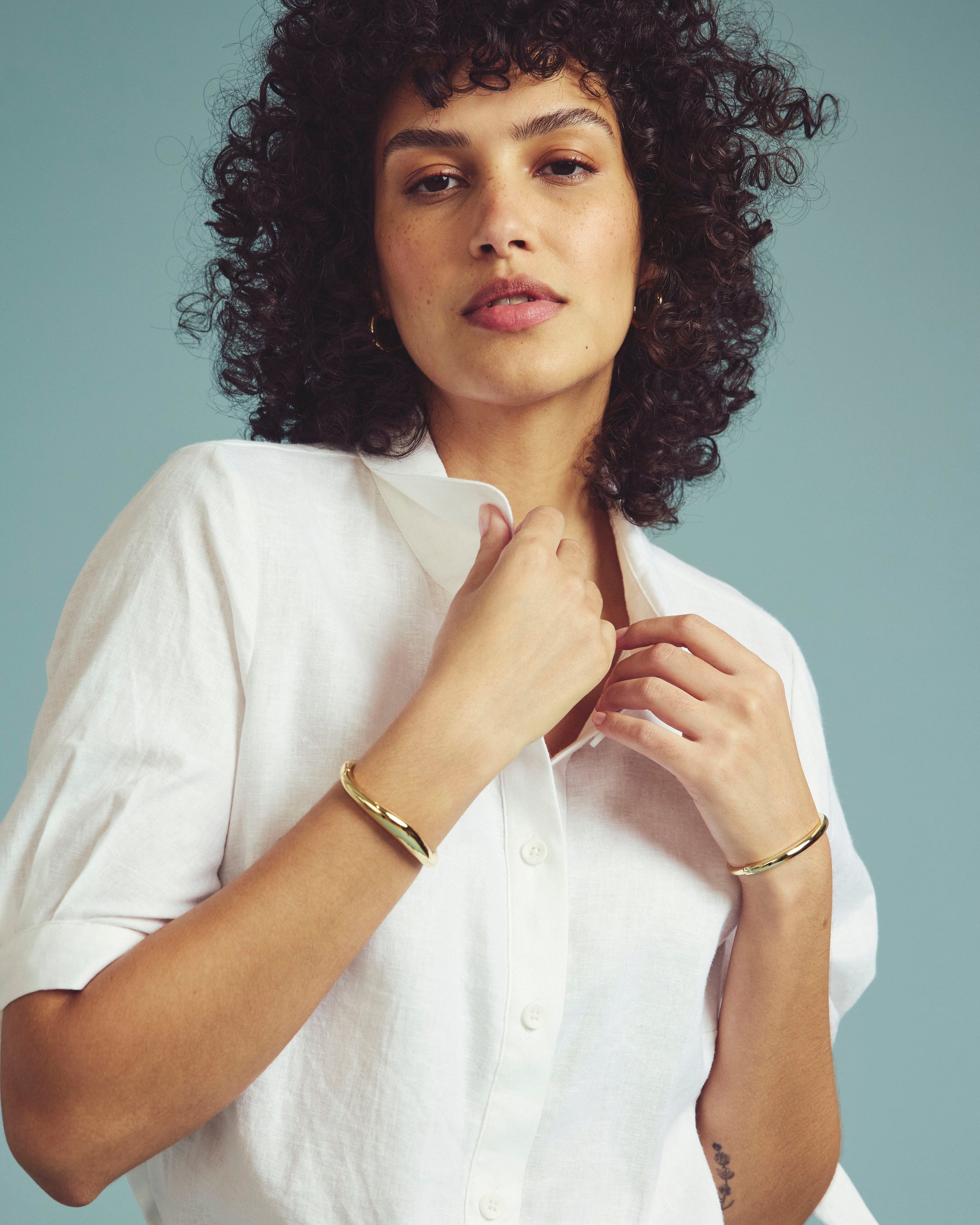 Luisa Short Sleeve Linen Blend Shirt - White | Plus Size & Straight Size Women's Fashion | Universal Standard