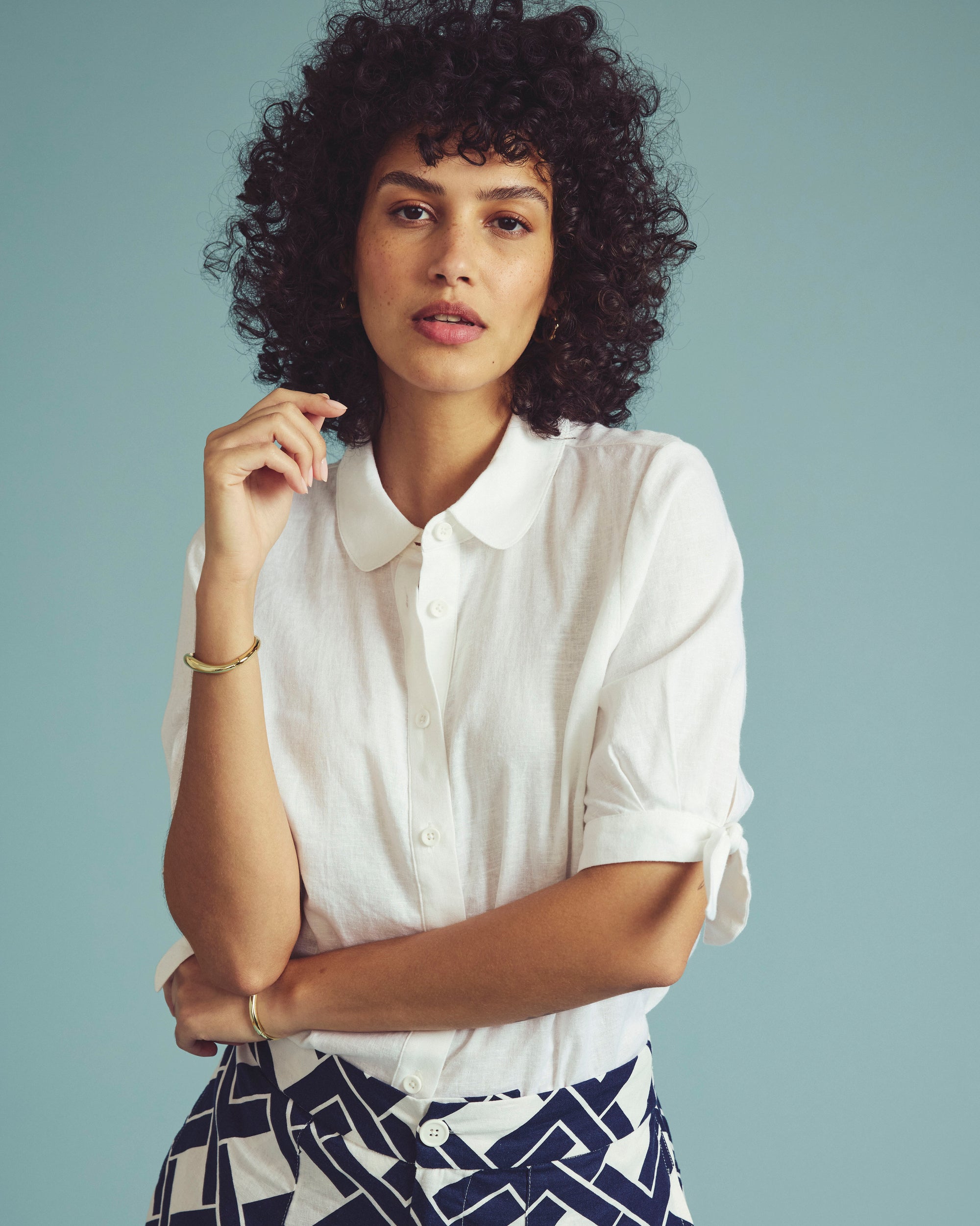 Luisa Short Sleeve Linen Shirt - / White- Size2XS - by Universal Standard Luisa Short Sleeve Linen Shirt - / White- Size2XS - by Universal Standard