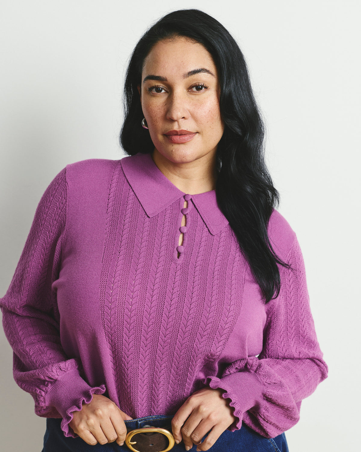 Savvy Fine Knit Lady Polo - Purple Vision