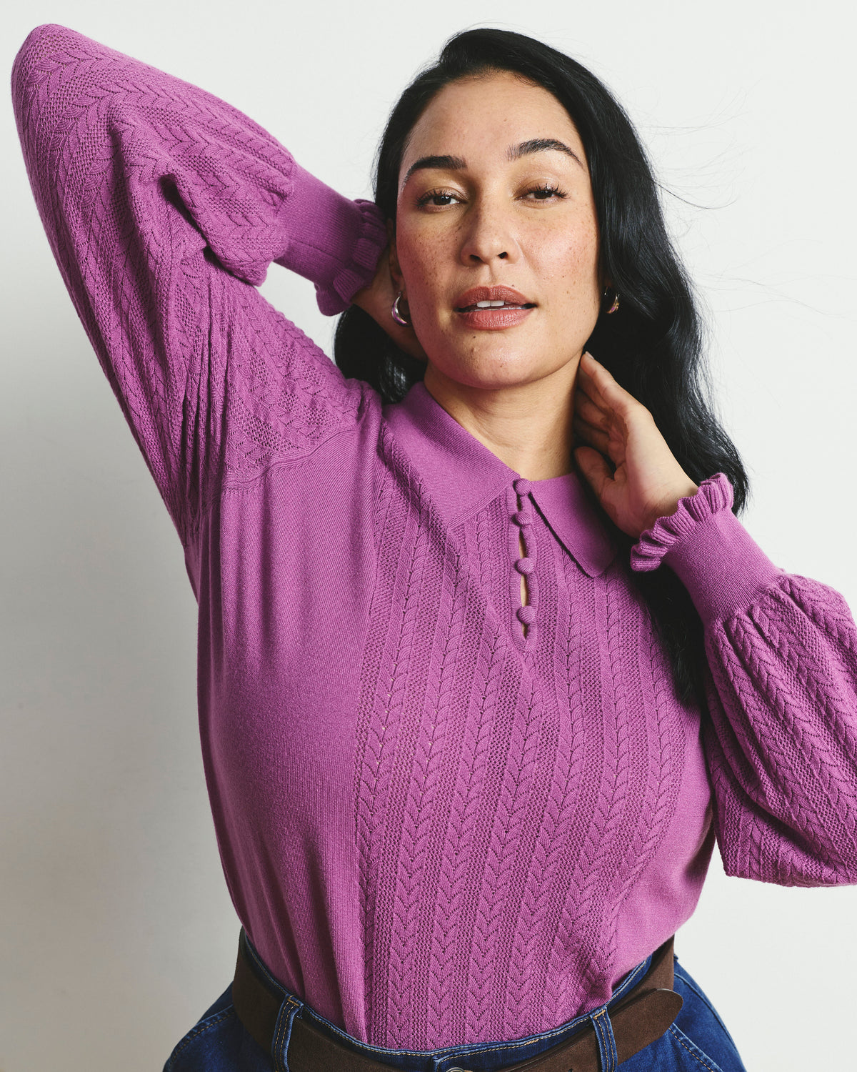 Savvy Fine Knit Lady Polo - Purple Vision