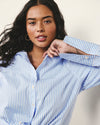 Woman wearing Henning x US Madison Shirt - Blue/White Stripe from Universal Standard