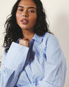 Woman wearing Henning x US Madison Shirt - Blue/White Stripe from Universal Standard