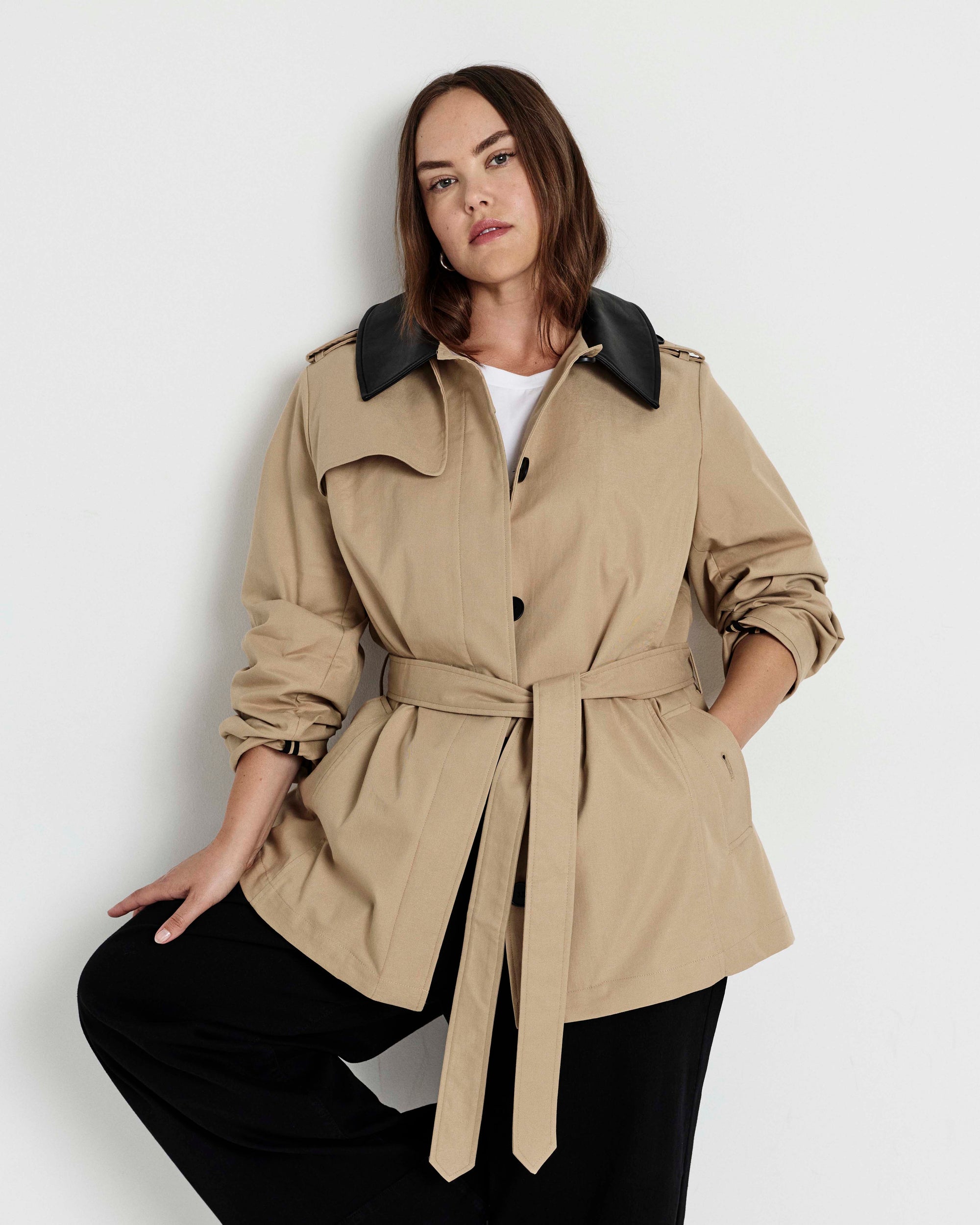 Freya Trench Coat - Khaki | Plus Size & Straight Size Women's Fashion | Universal Standard