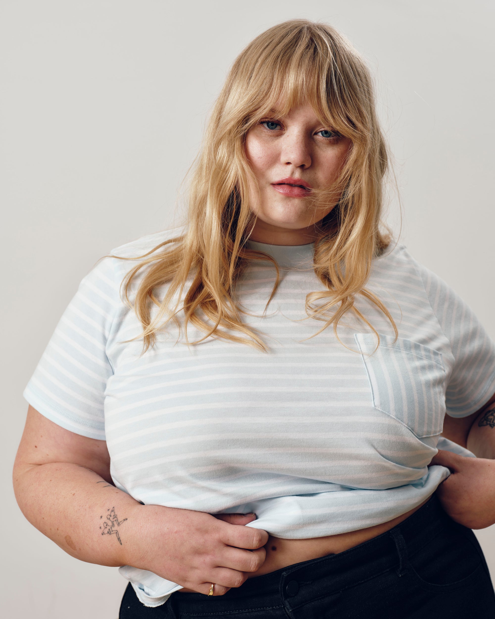Breton Stripe Garcon Tee - Pale Blue/White Stripe | Plus Size & Straight Size Women's Fashion | Universal Standard