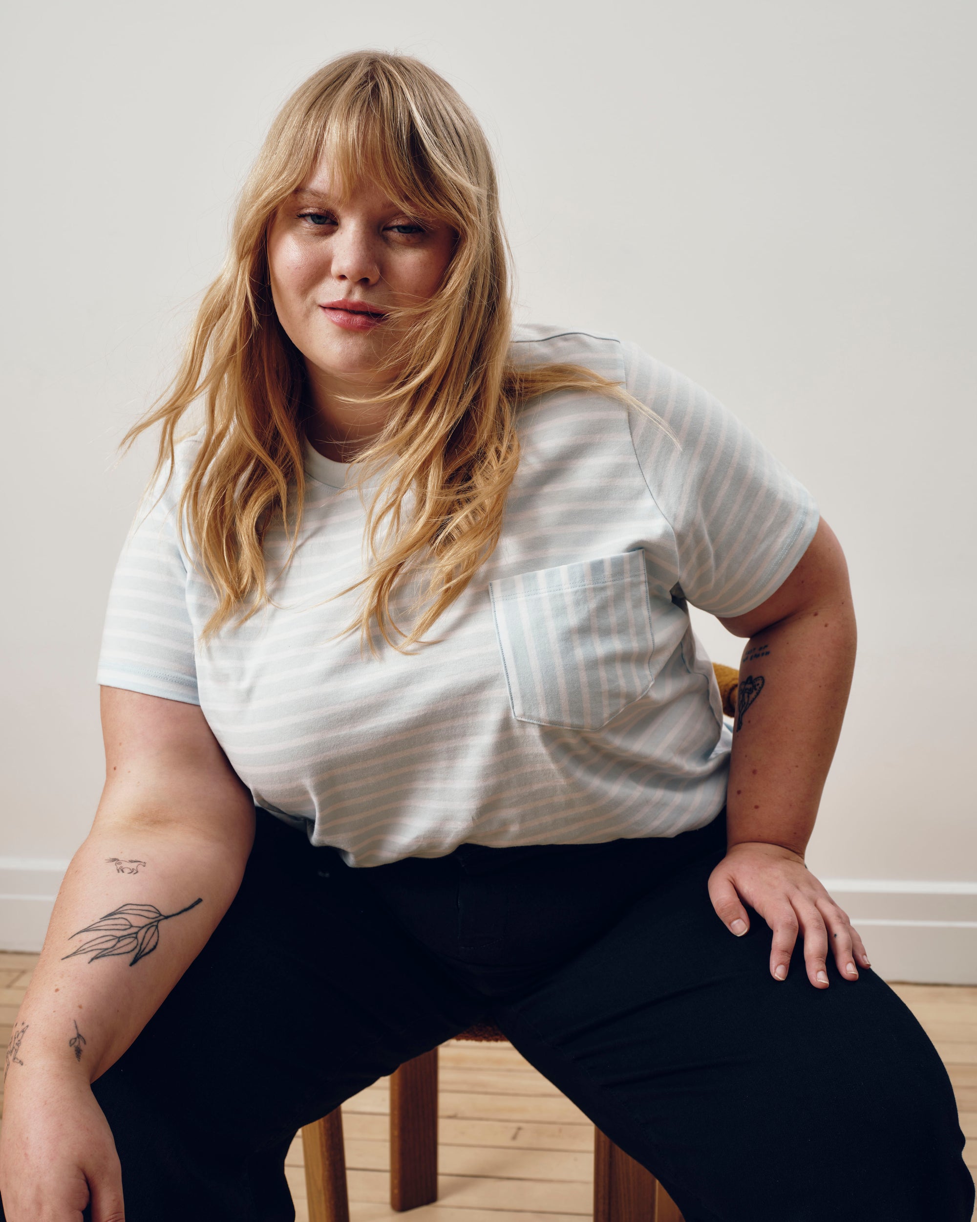 Breton Stripe Garcon Tee - Pale Blue/White Stripe | Plus Size & Straight Size Women's Fashion | Universal Standard