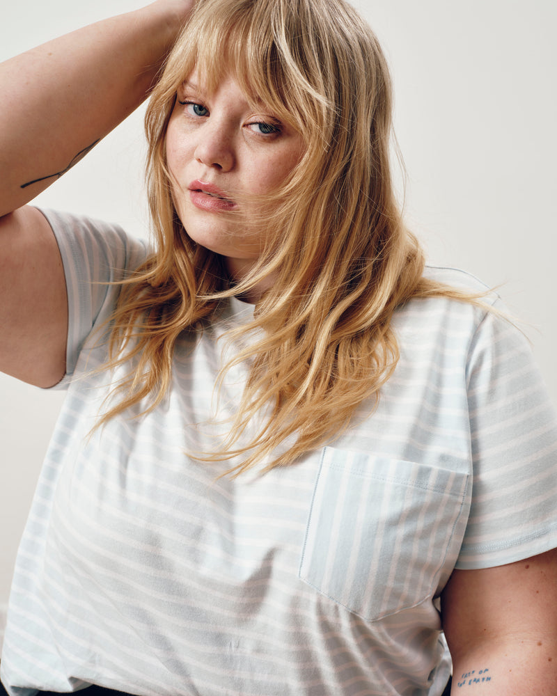 Breton Stripe Garcon Tee - Pale Blue/White Stripe | Plus Size & Straight Size Women's Fashion | Universal Standard