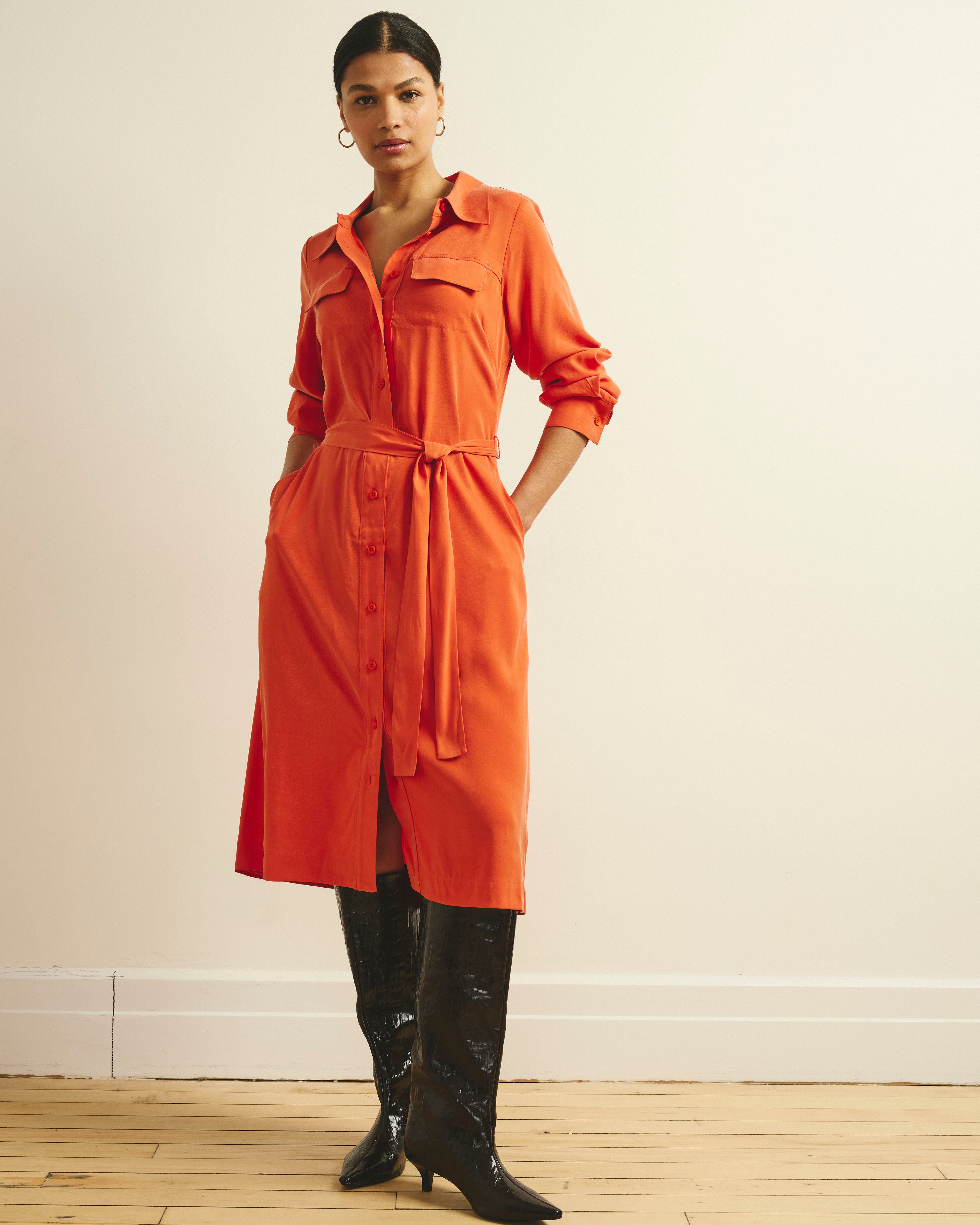 Cooling Stretch Cupro Savannah Dress - Orange Flame – Universal
