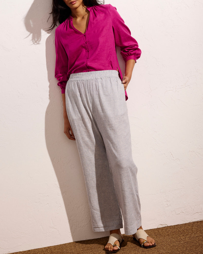 Iris Linen Easy Pull-On Pants - Beach Stripe | Plus Size & Straight Size Women's Fashion | Universal Standard