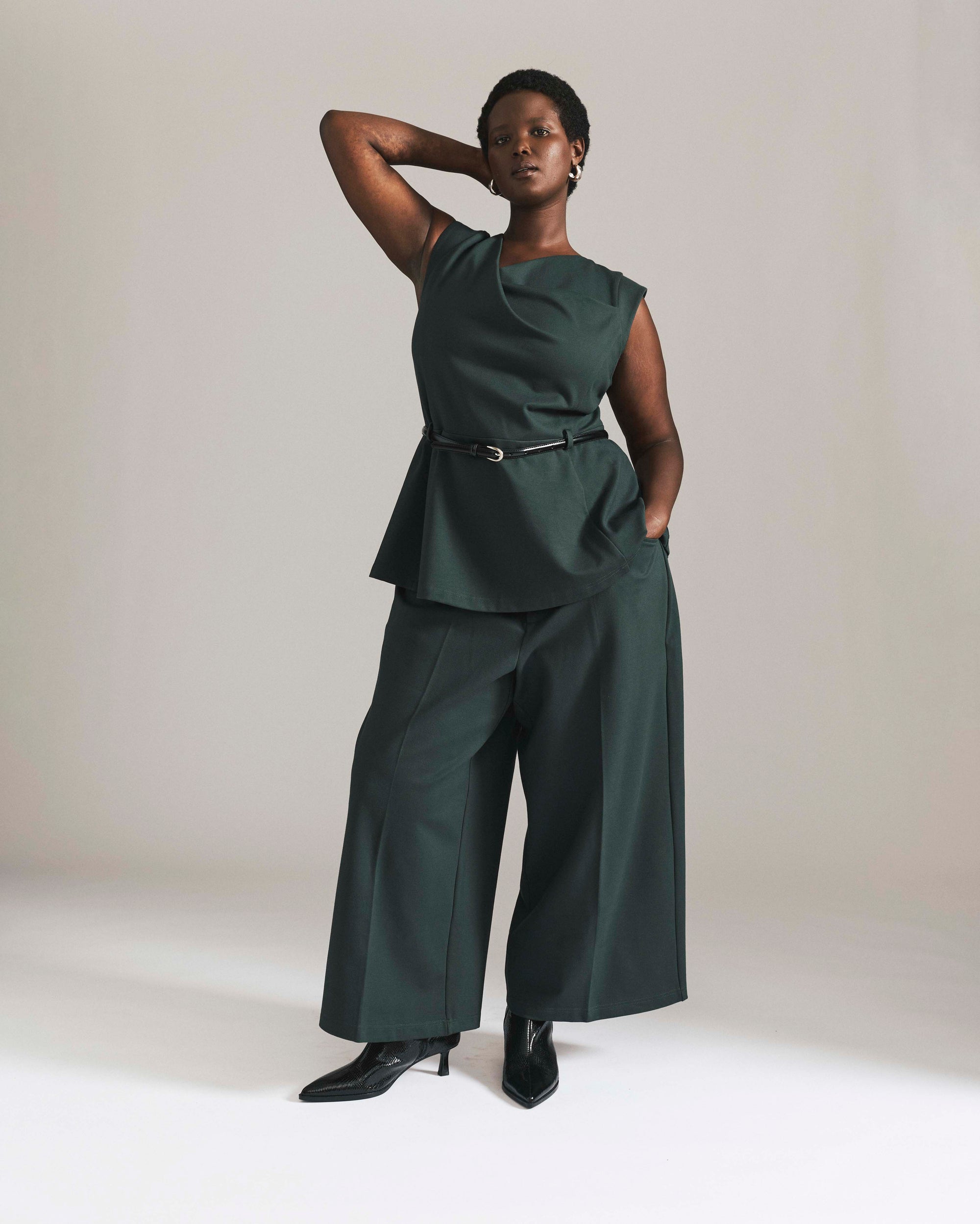 Cropped Wide Leg Ponte Pants - Green Gemstone | Plus Size & Straight Size Women's Fashion | Universal Standard