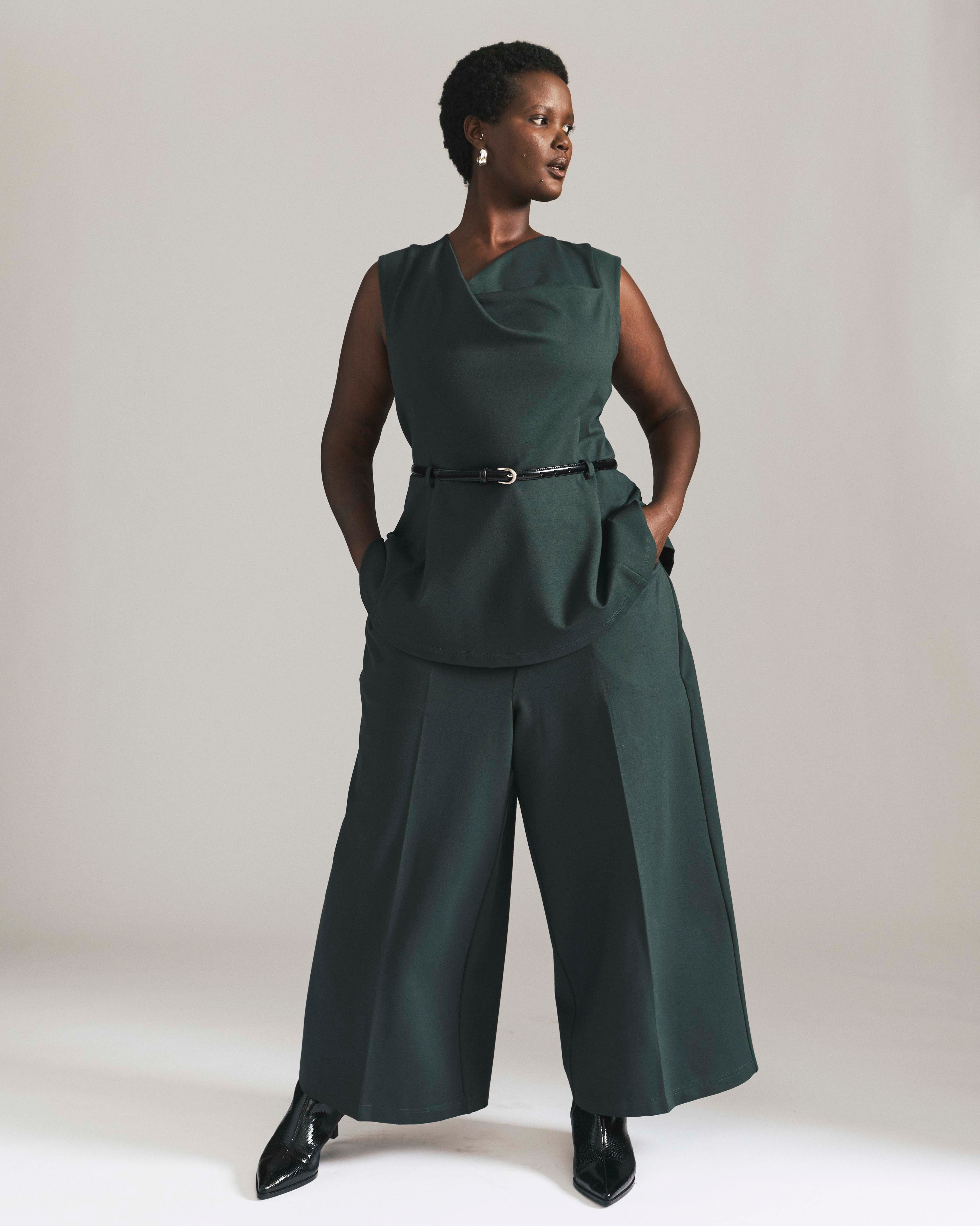 Cropped Wide Leg Ponte Pants - Green Gemstone | Plus Size & Straight Size Women's Fashion | Universal Standard