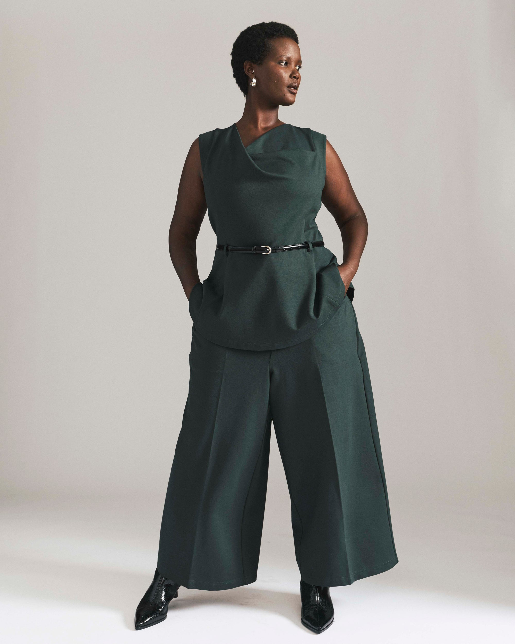 Cropped Wide Leg Ponte Pants - Green Gemstone | Plus Size & Straight Size Women's Fashion | Universal Standard