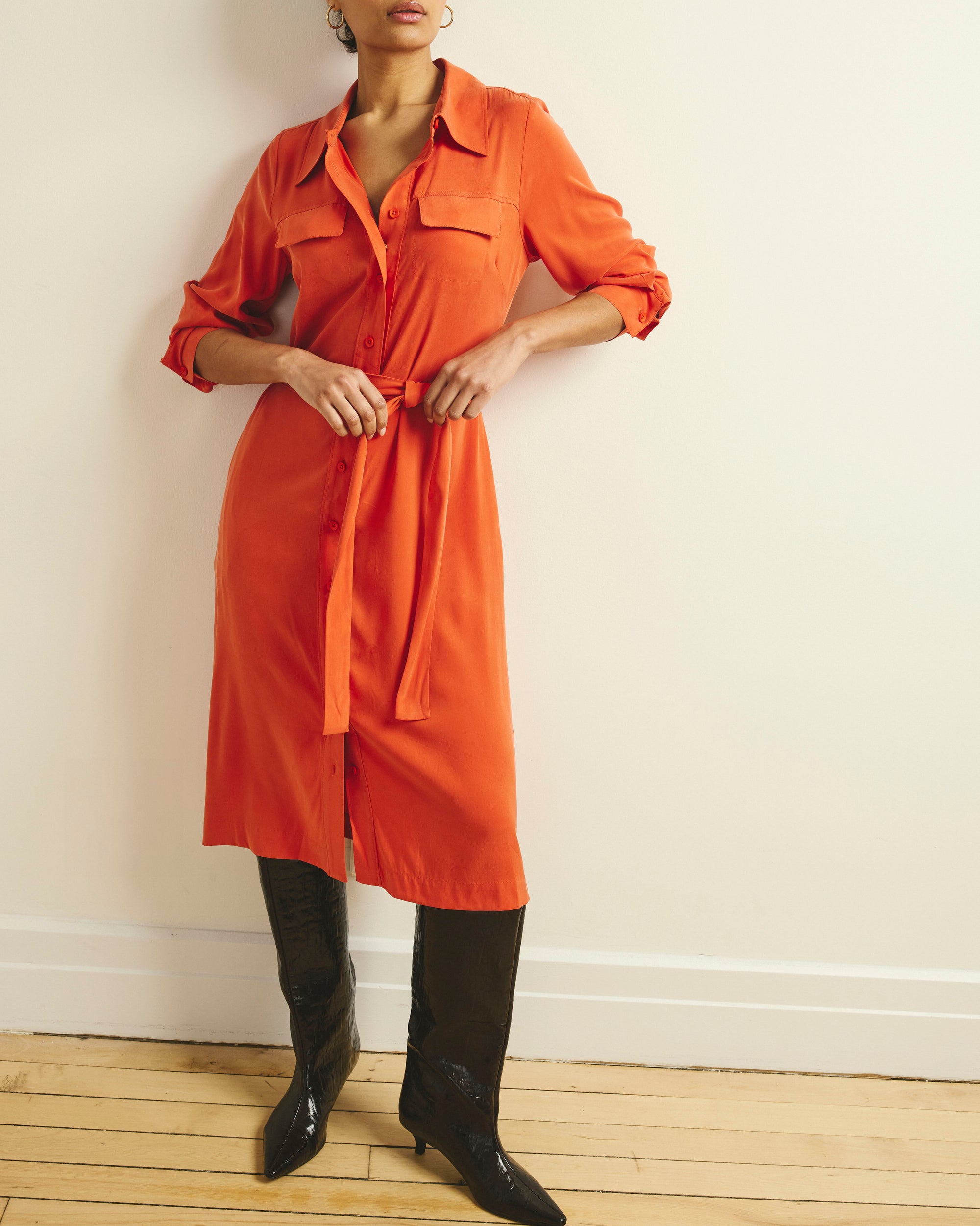 Cooling Stretch Cupro Savannah Dress - Orange Flame