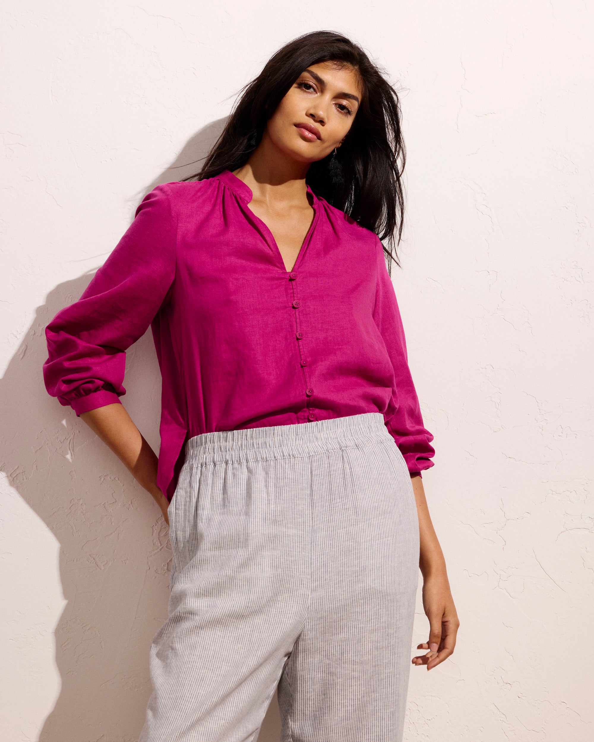Iris Linen Easy Pull-On Pants - Beach Stripe | Plus Size & Straight Size Women's Fashion | Universal Standard
