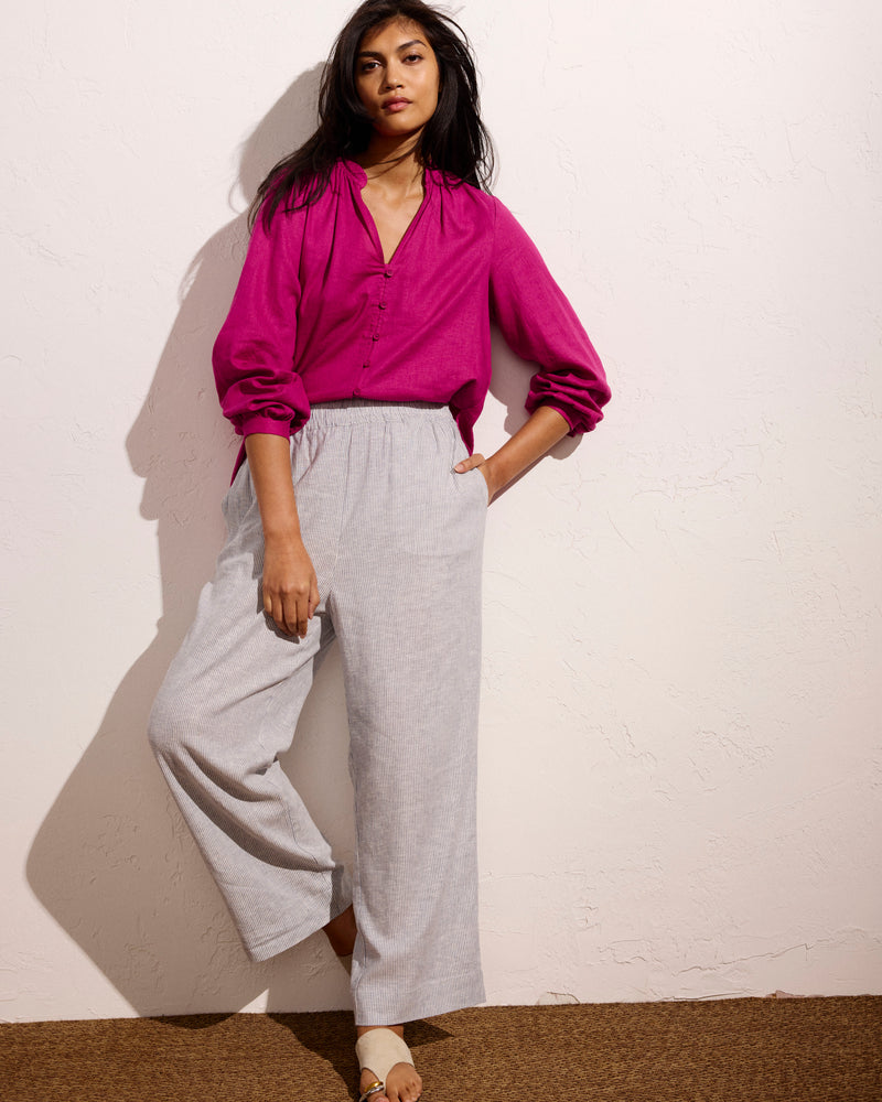 Iris Linen Easy Pull-On Pants - Beach Stripe | Plus Size & Straight Size Women's Fashion | Universal Standard