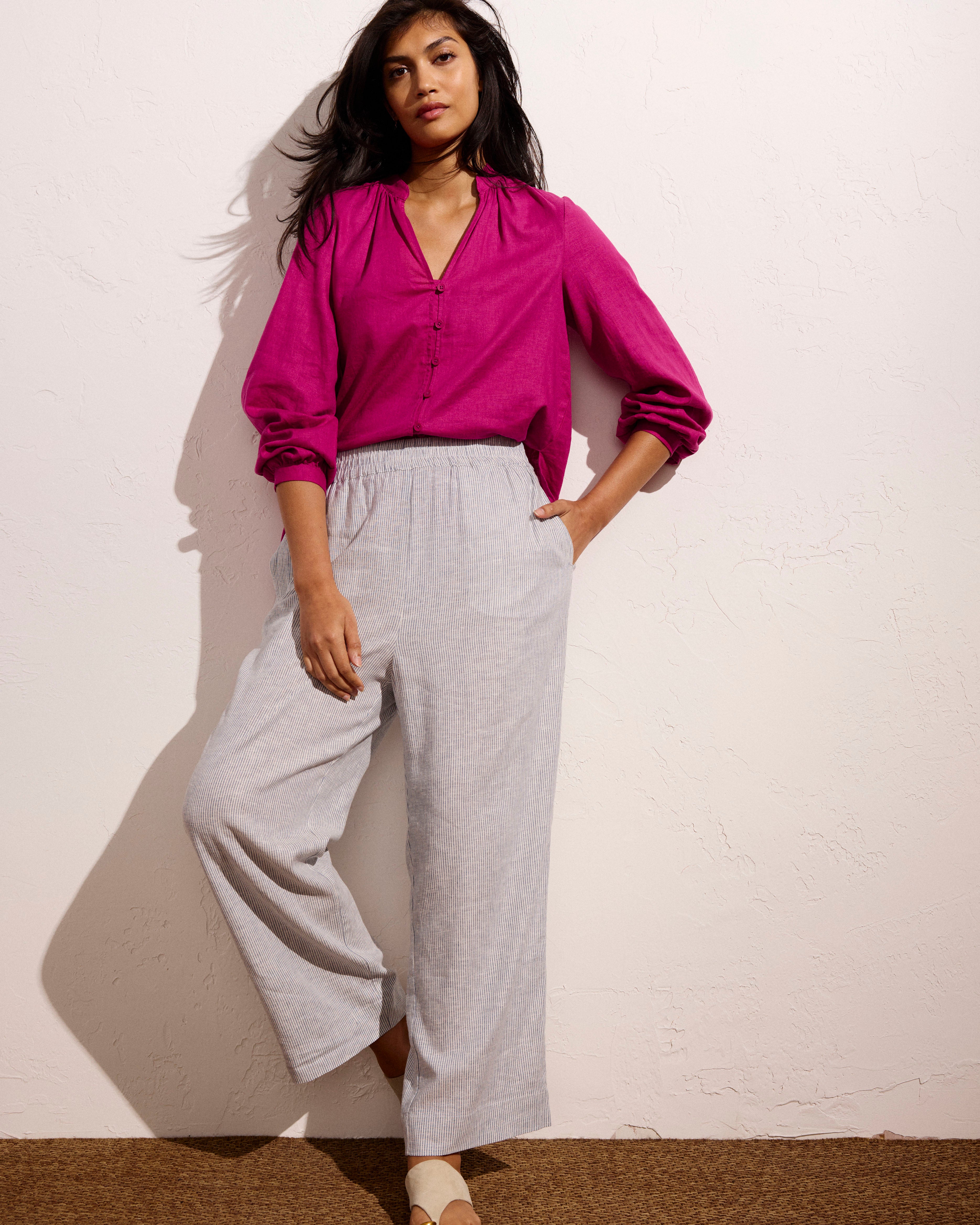 Iris Linen Easy Pull-On Pants - Beach Stripe – Universal Standard