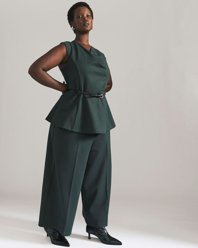 Lando Belted Ponte Top - Green Gemstone | Plus Size & Straight Size Women's Fashion | Universal Standard