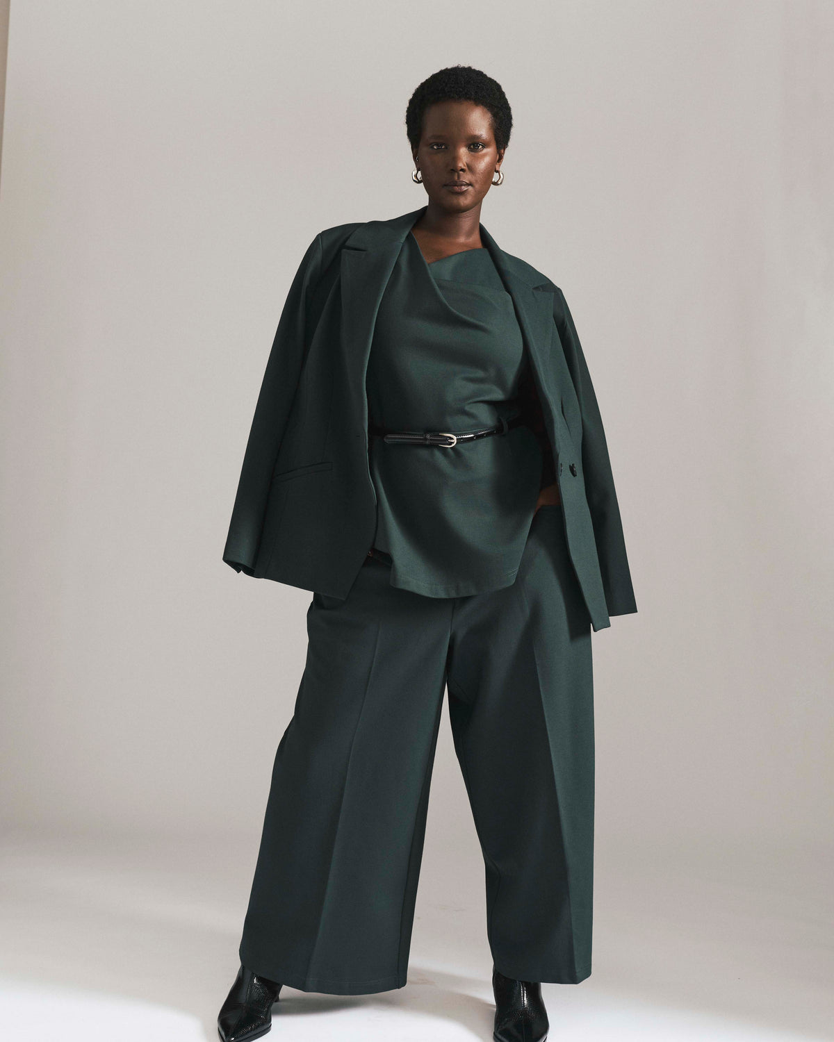 Lando Belted Ponte Top - Green Gemstone | Plus Size & Straight Size Women's Fashion | Universal Standard