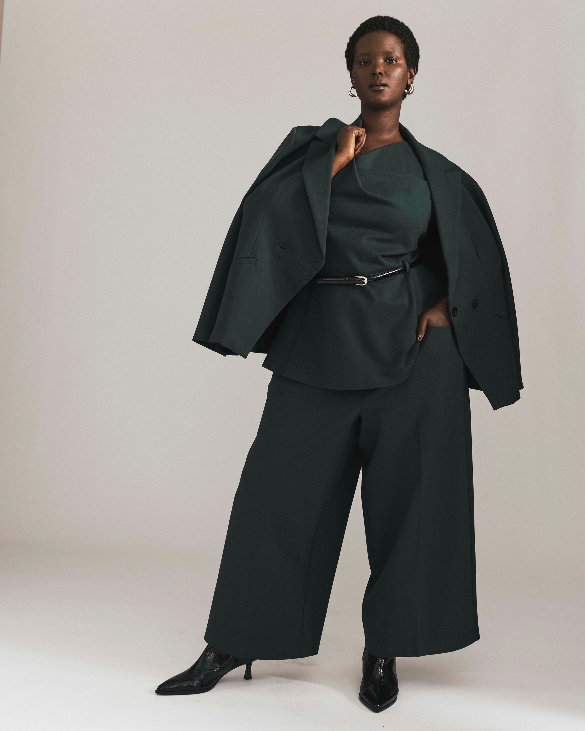 Bianca Double Breasted Ponte Blazer - Green Gemstone | Plus Size & Straight Size Women's Fashion | Universal Standard