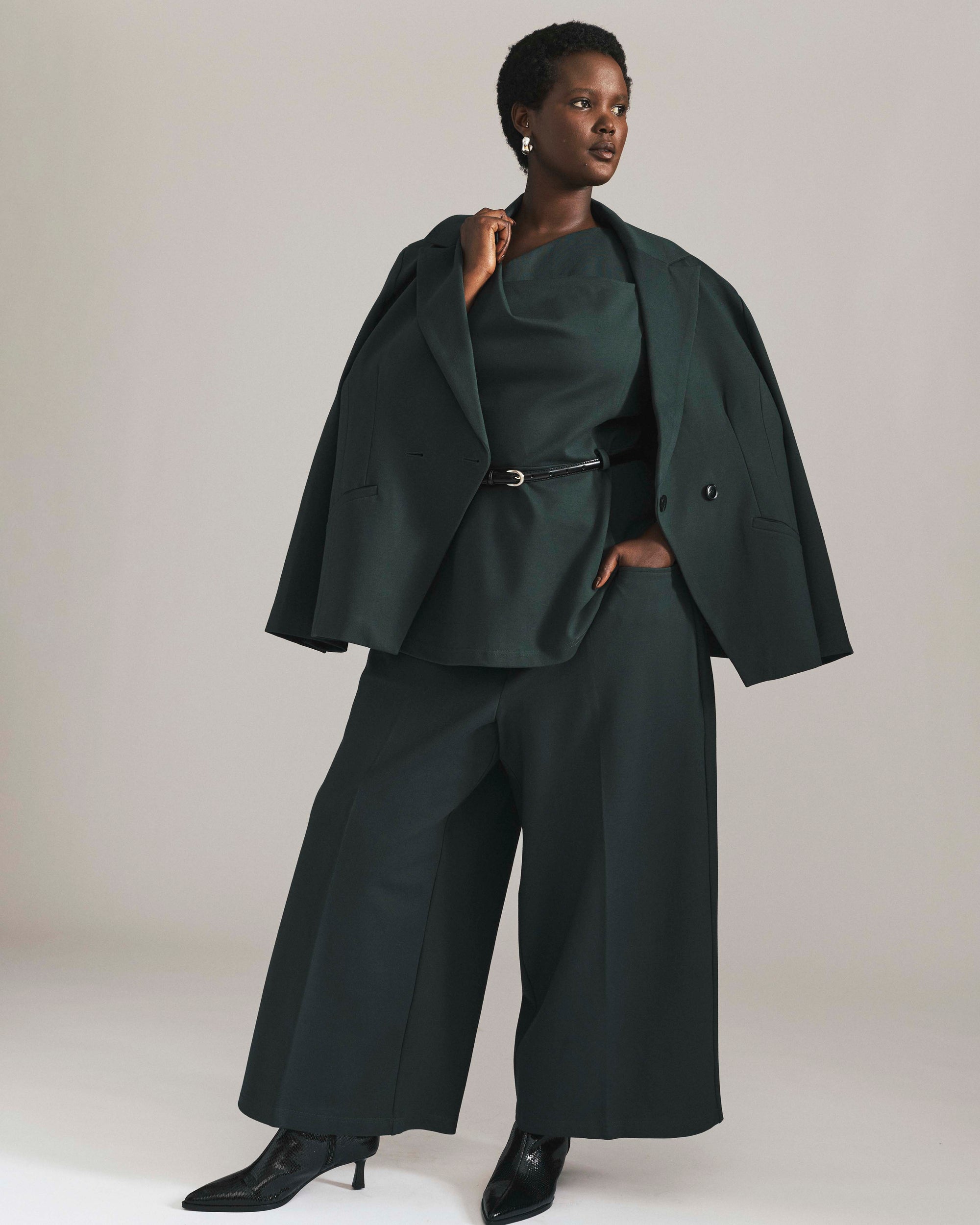 Cropped Wide Leg Ponte Pants - Green Gemstone | Plus Size & Straight Size Women's Fashion | Universal Standard